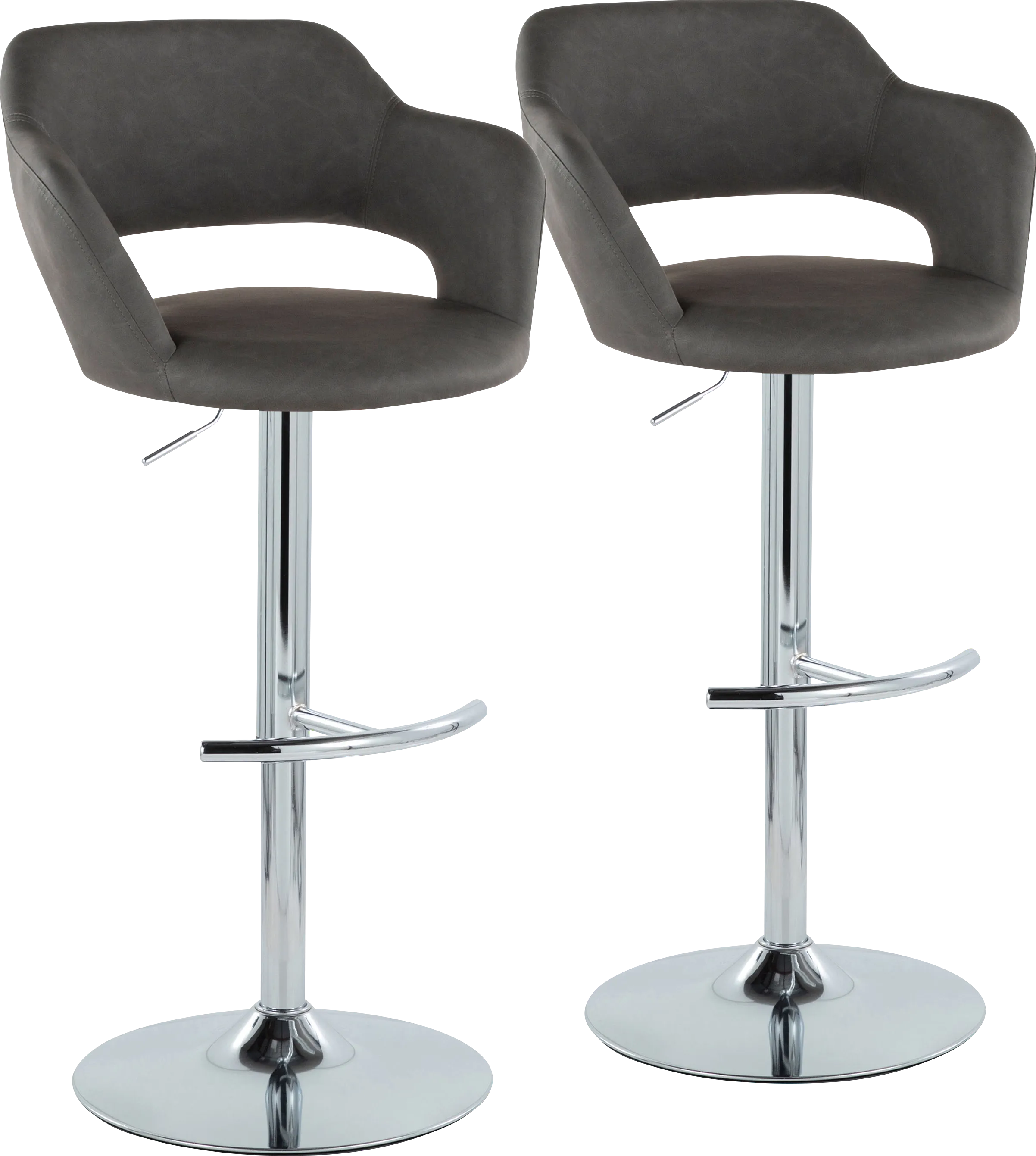 Toune Gray Adjustable Swivel Barstool, Set of 2 - Thumbnail - Image 1