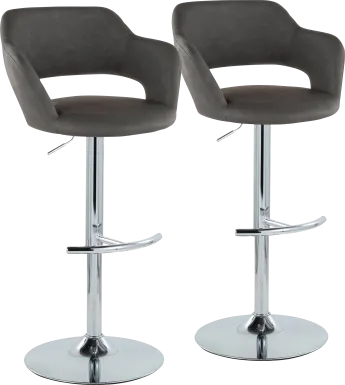 Toune Gray Adjustable Swivel Barstool, Set of 2