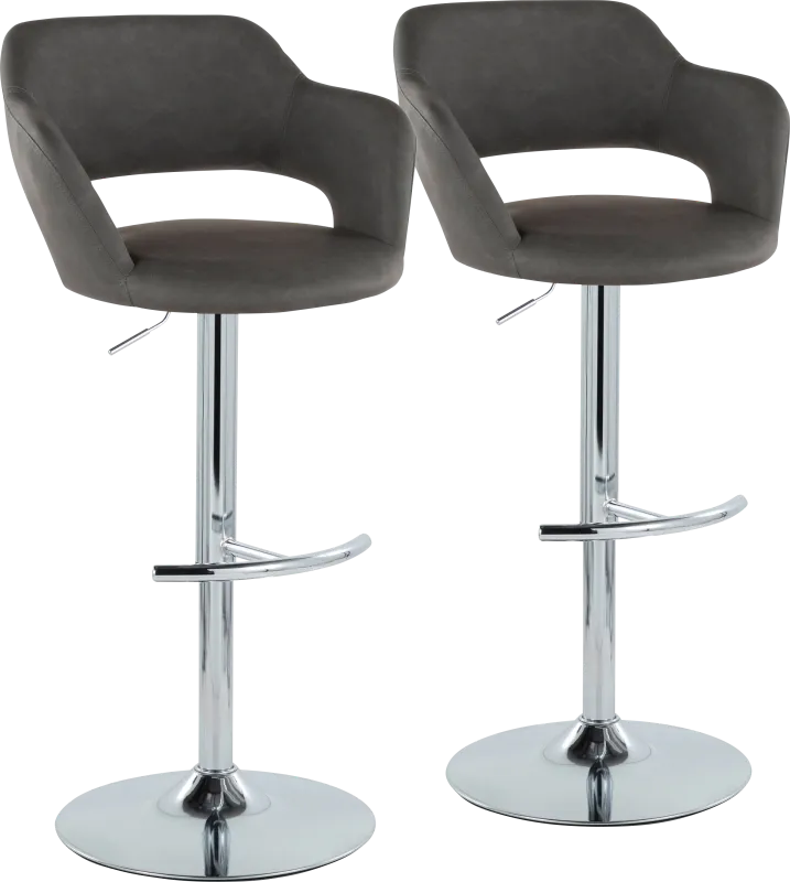 Toune Gray Adjustable Swivel Barstool, Set of 2