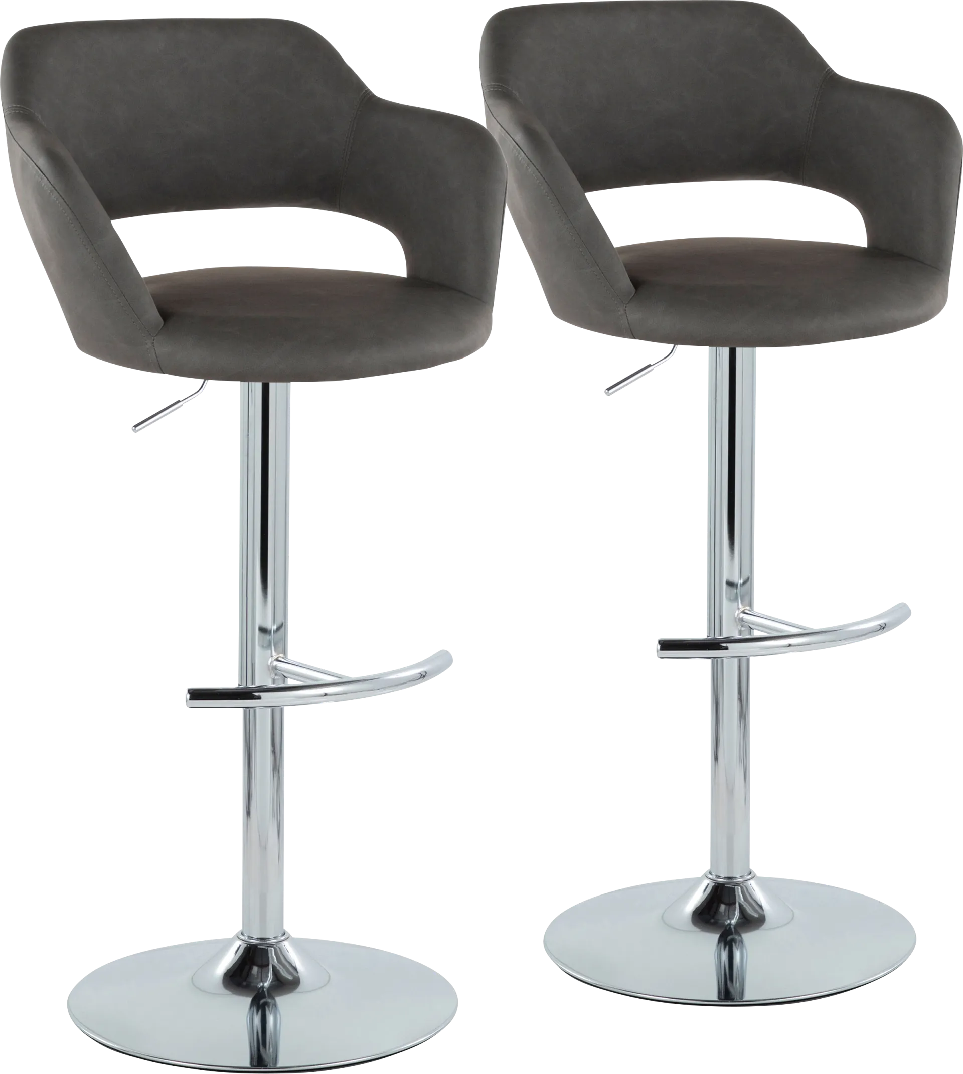 Toune Gray Adjustable Swivel Barstool, Set of 2 - Image 1