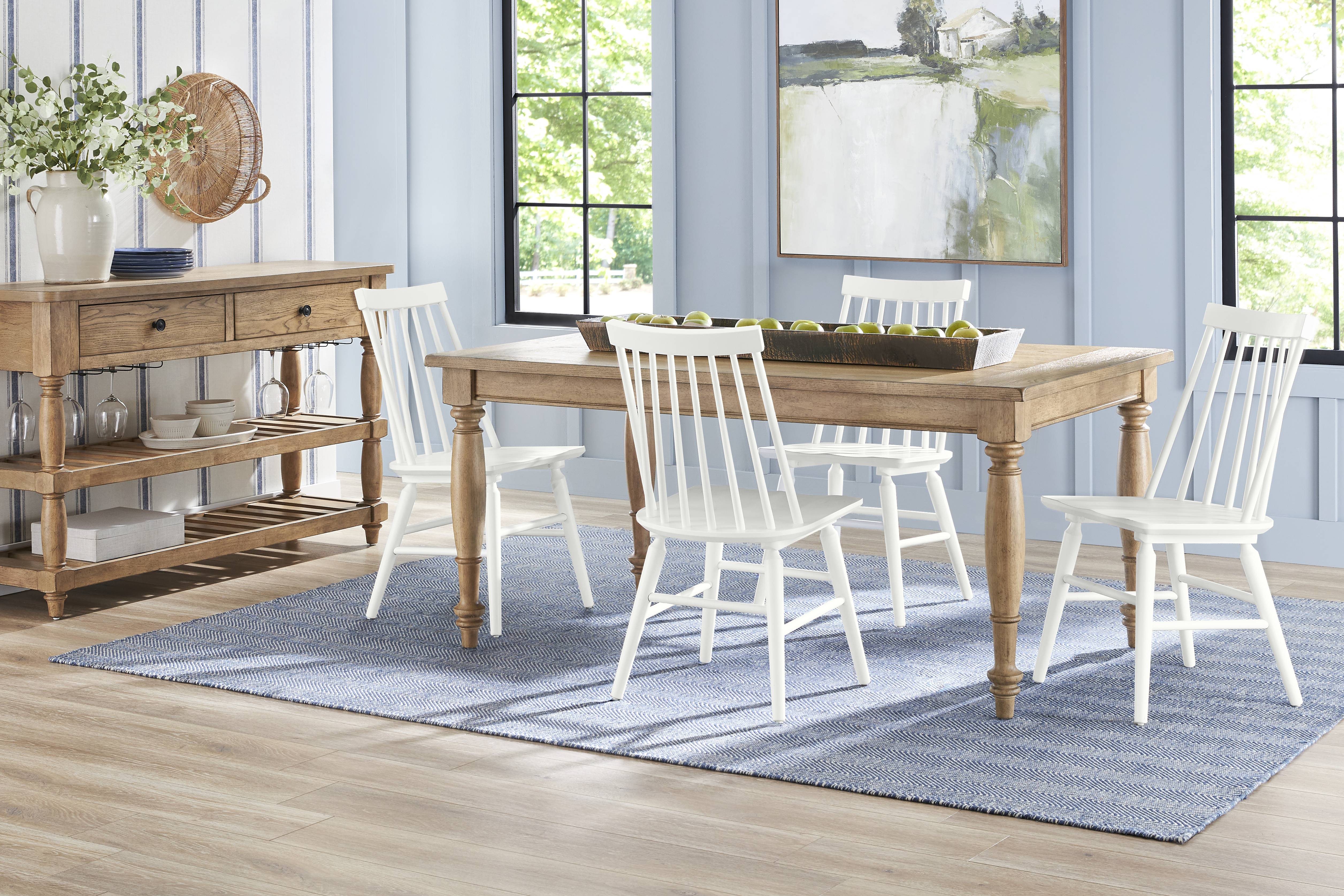 Winsor Natural 5 Pc Rectangle Dining Room with White Chairs - Thumbnail - Image 1