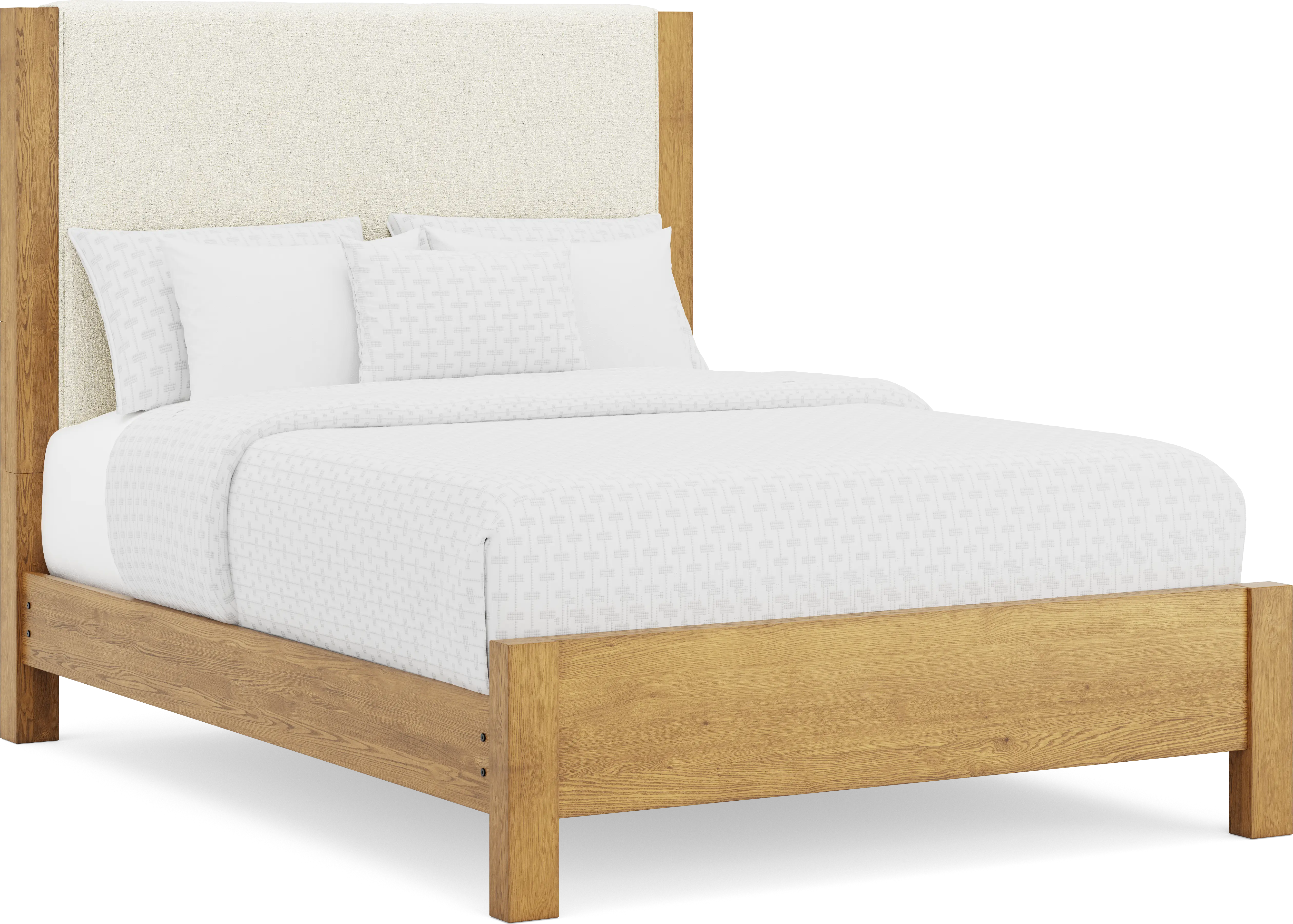 Ithaca Natural 3 Pc Queen Upholstered Bed - Thumbnail - Image 1