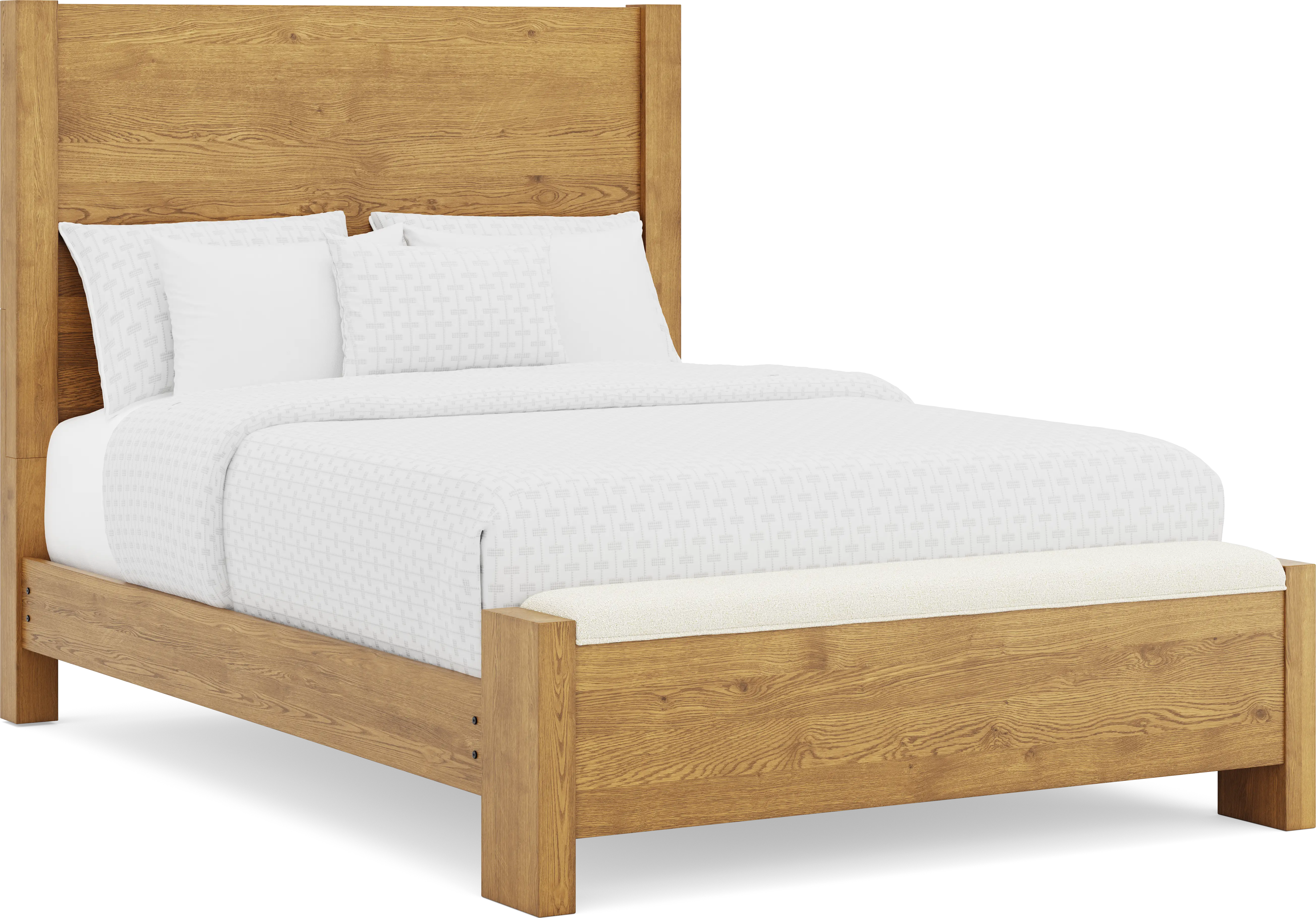 Ithaca Natural 3 Pc Queen Panel Bed with Bench - Thumbnail - Image 1