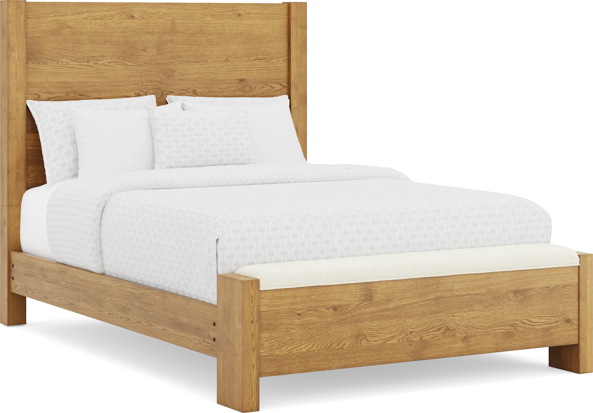 Ithaca Natural 3 Pc Queen Panel Bed with Bench - Image 1