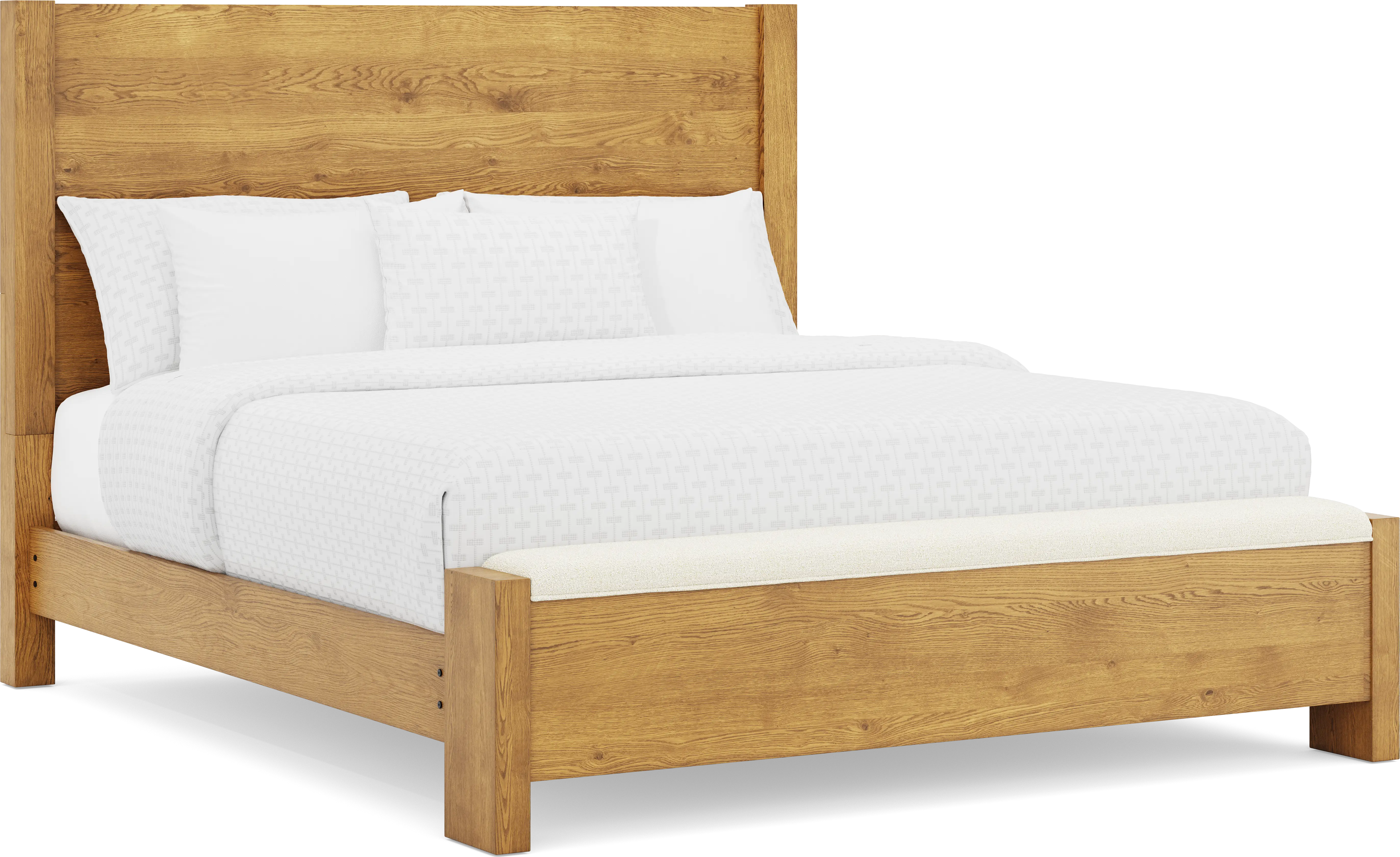 Ithaca Natural 5 Pc King Panel Bedroom with Bench - Thumbnail - Image 2