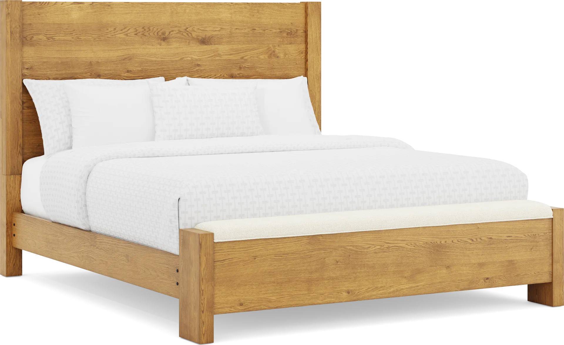 Ithaca Natural 3 Pc King Panel Bed with Bench - Image 2