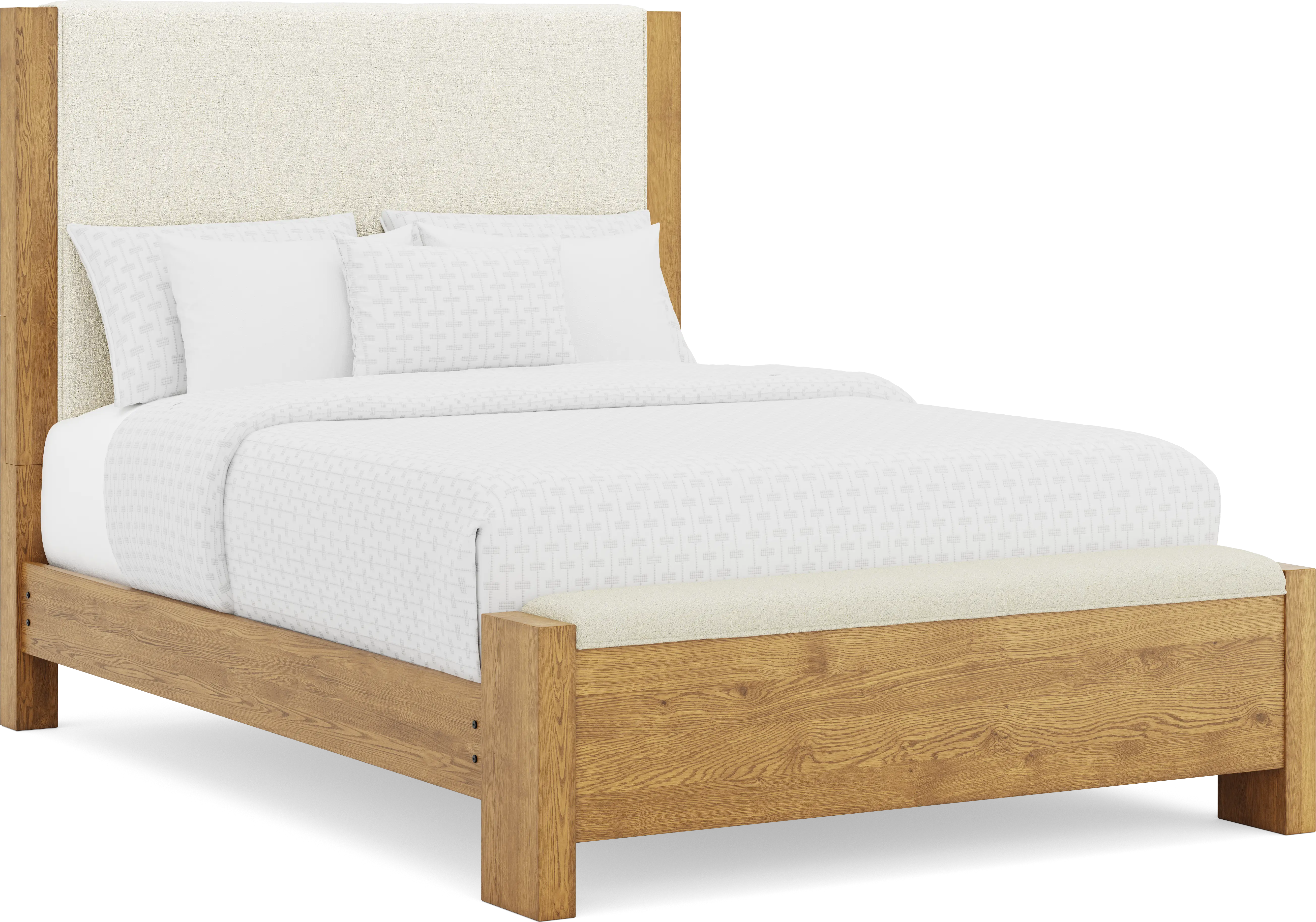 Ithaca Natural 5 Pc Queen Upholstered Bedroom with Bench - Thumbnail - Image 2