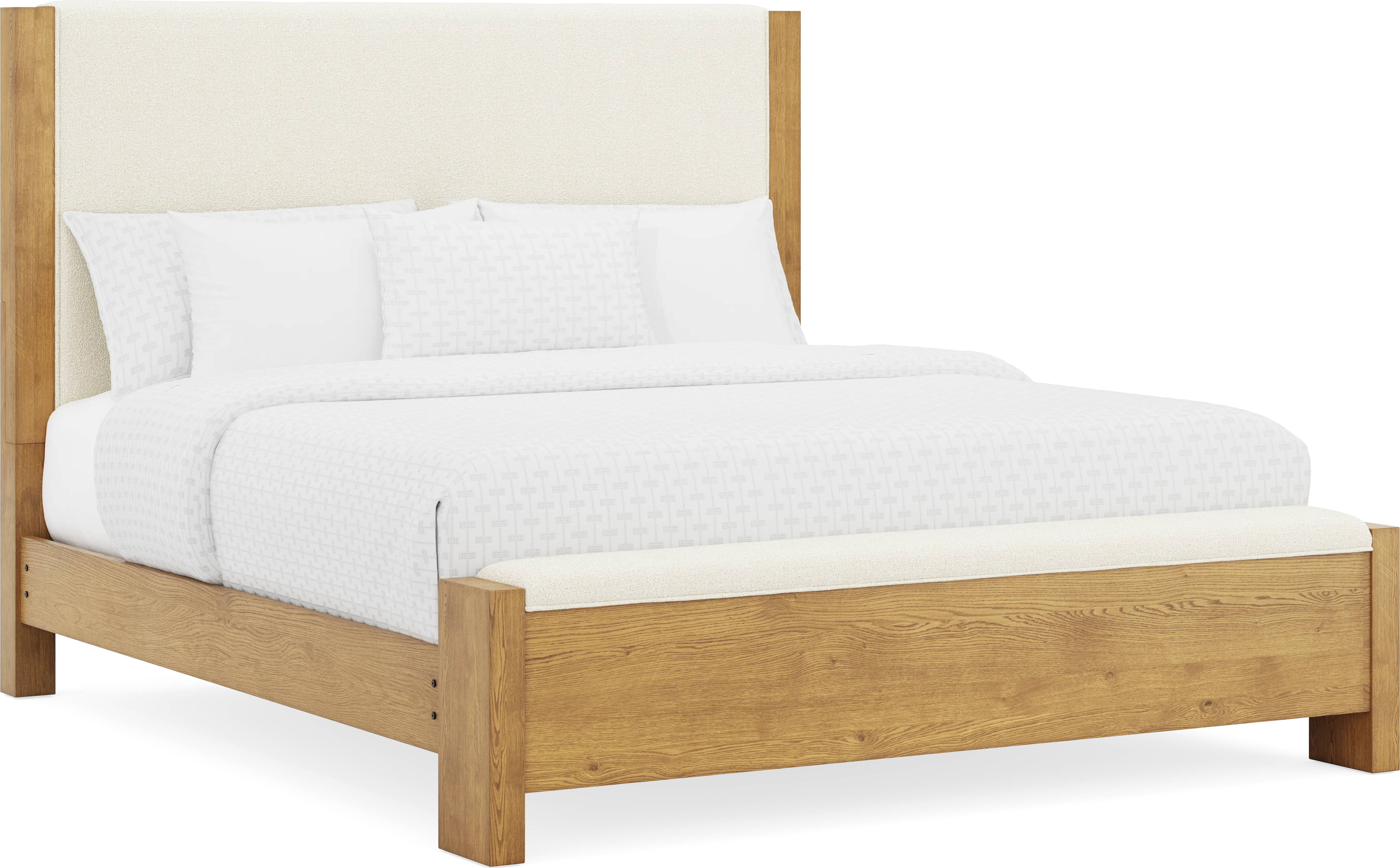 Ithaca Natural 7 Pc King Upholstered Bedroom with Bench - Thumbnail - Image 2