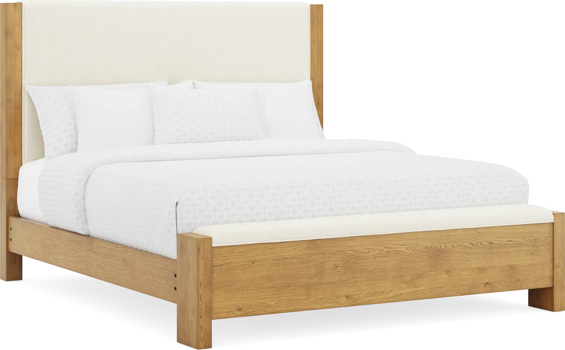 Ithaca Natural 3 Pc King Upholstered Bed with Bench