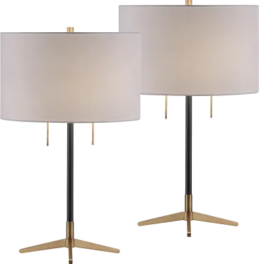Yorkston Gray Table Lamps, Set of 2