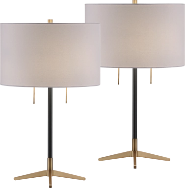 Yorkston Gray Table Lamps, Set of 2