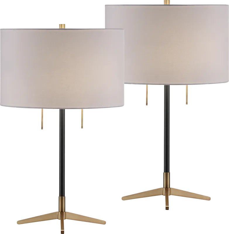Yorkston Gray Table Lamps, Set of 2