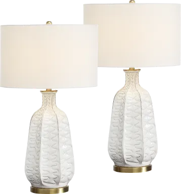 Yuille White Table Lamps, Set of 2