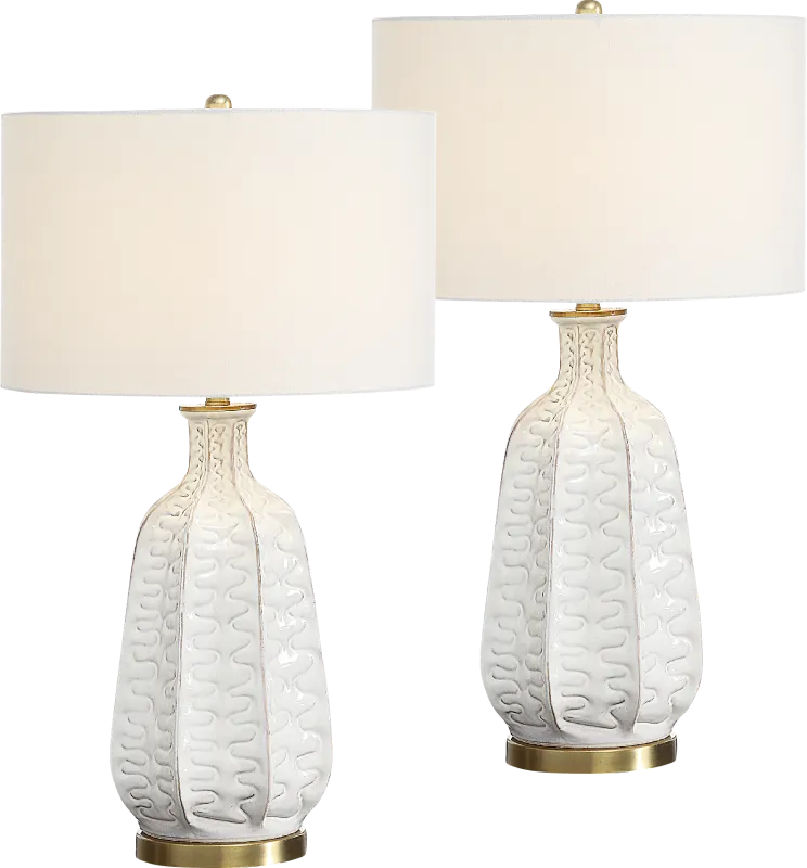 Yuille White Table Lamps, Set of 2