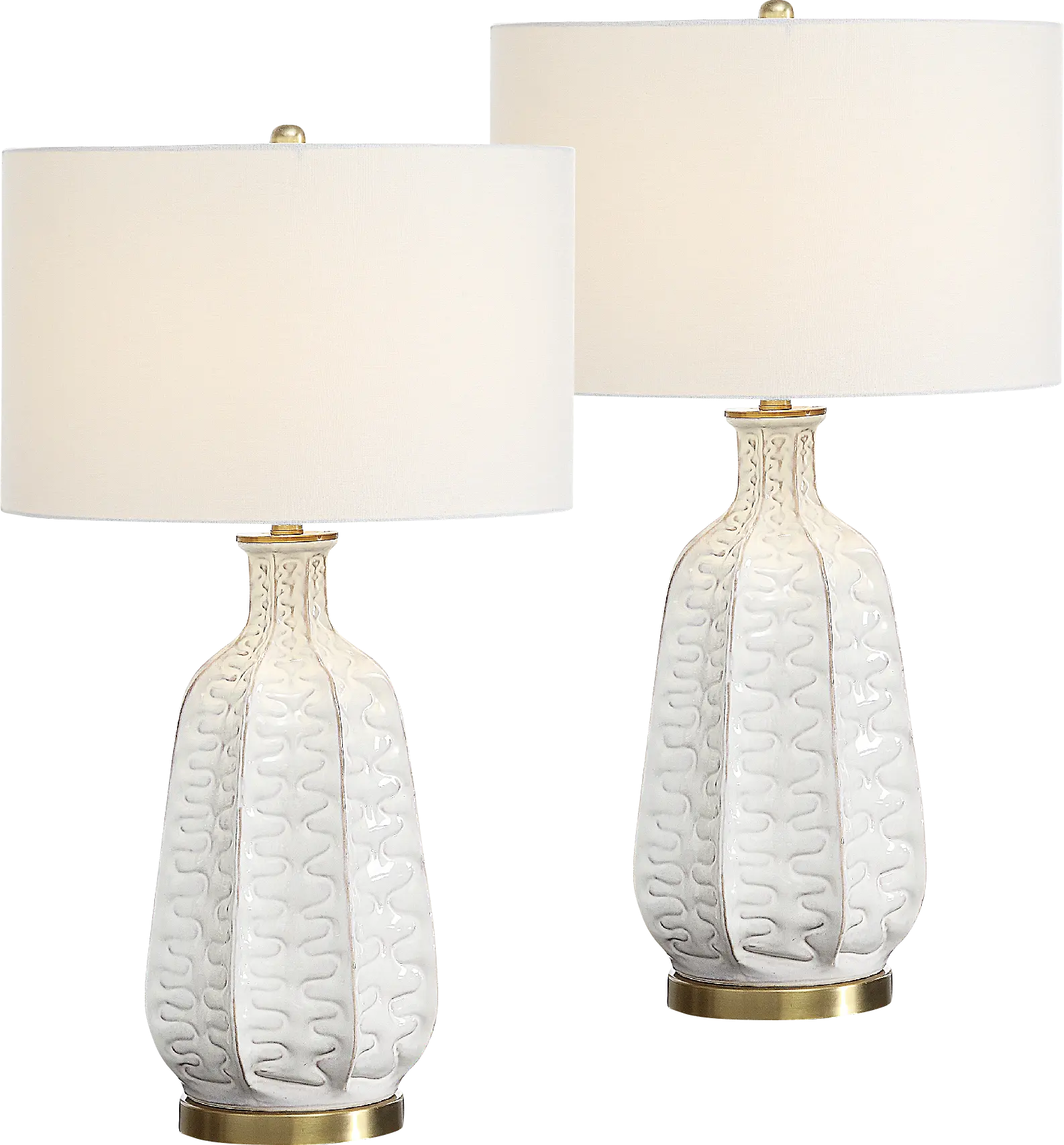 Yuille White Table Lamps, Set of 2