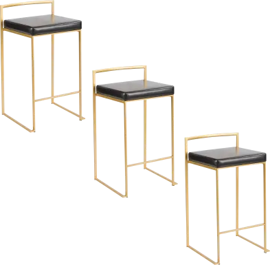 Sora VI Black Counter Height Stool, Set of 3