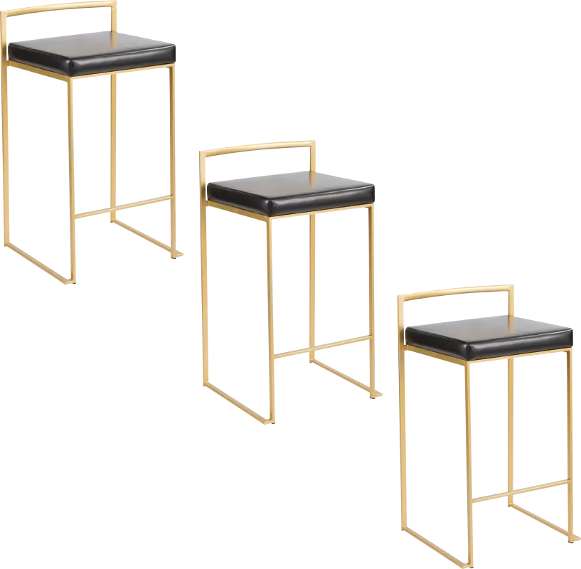 Sora VI Black Counter Height Stool, Set of 3