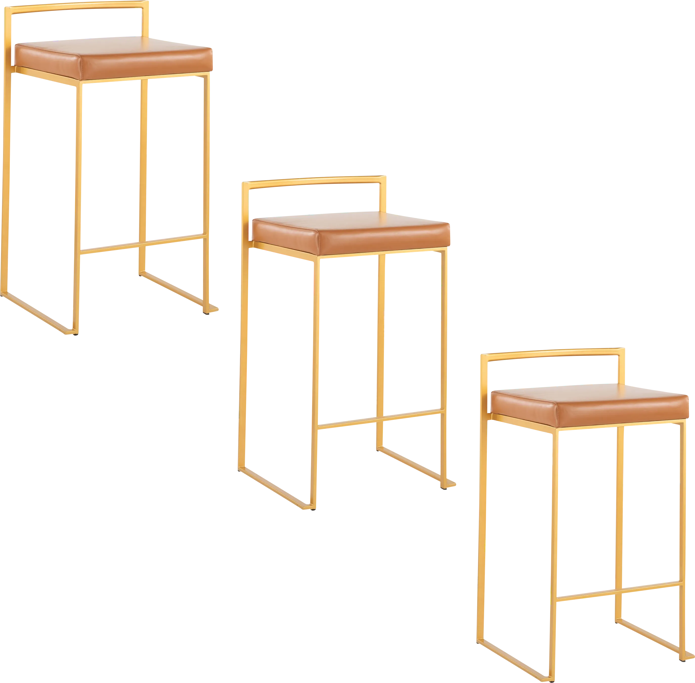 Birdlake II Camel Counter Height Stool, Set of 3 - Thumbnail - Image 1