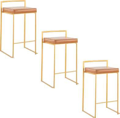 Birdlake II Camel Counter Height Stool, Set of 3