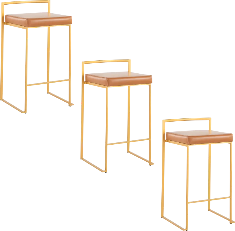 Birdlake II Camel Counter Height Stool, Set of 3