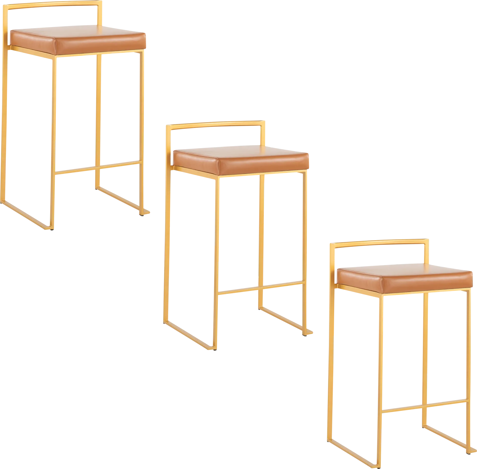 Birdlake II Camel Counter Height Stool, Set of 3 - Image 1