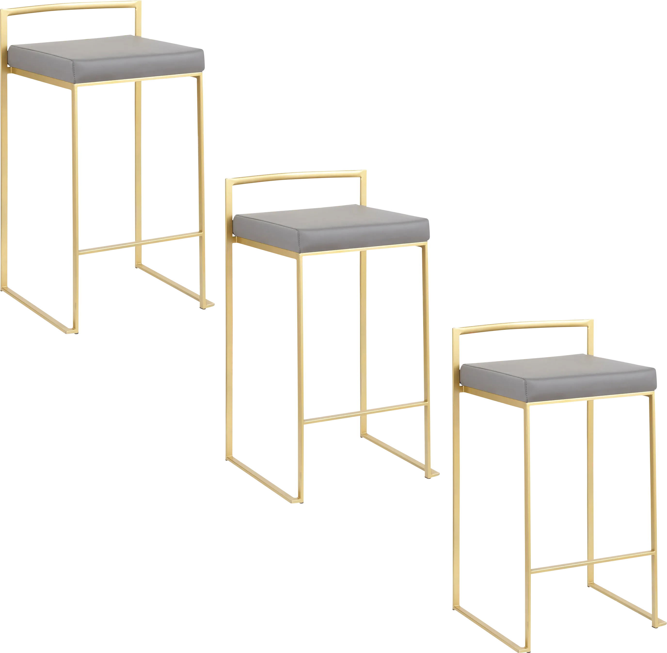 Birdlake II Gray Counter Height Stool, Set of 3 - Thumbnail - Image 1