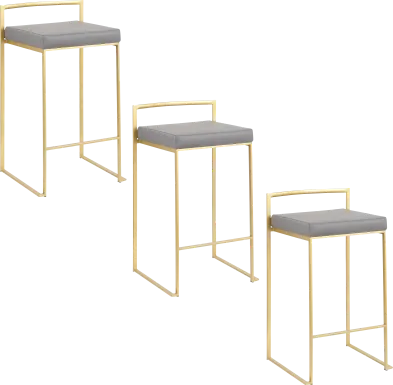 Birdlake II Gray Counter Height Stool, Set of 3