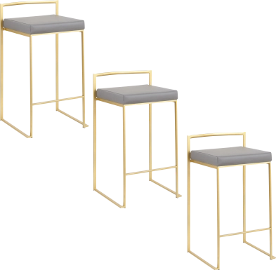 Birdlake II Gray Counter Height Stool, Set of 3