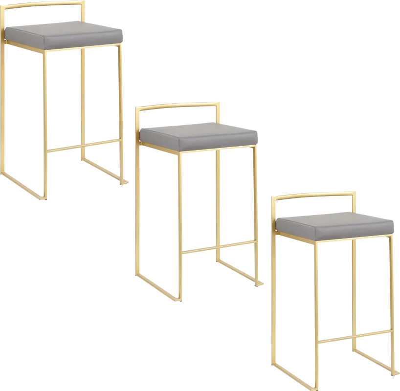 Birdlake II Gray Counter Height Stool, Set of 3