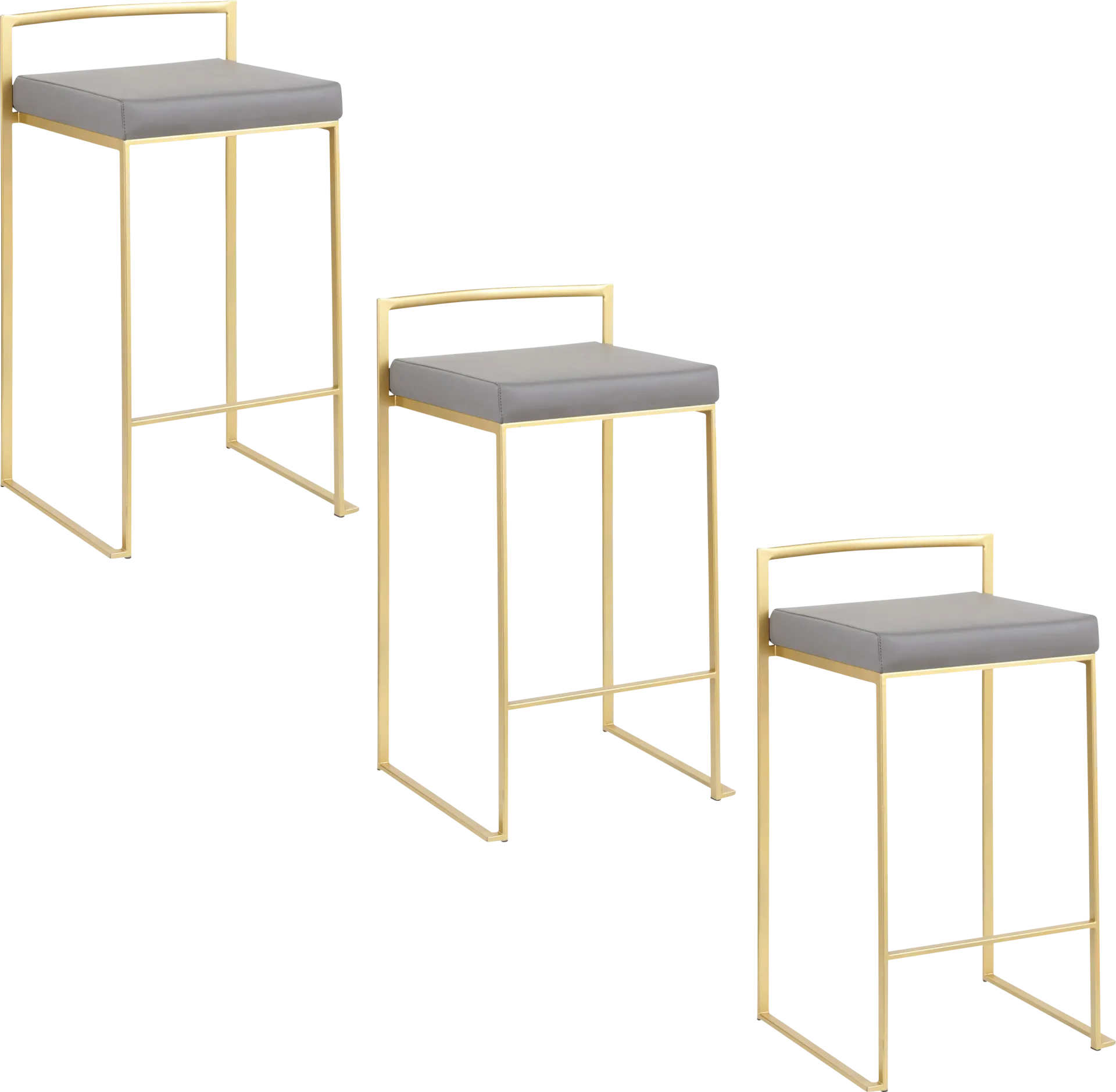 Birdlake II Gray Counter Height Stool, Set of 3 - Image 1