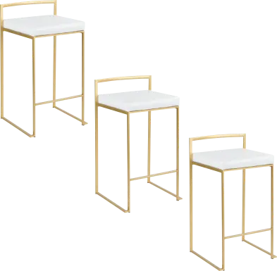 Sora VI White Counter Height Stool, Set of 3