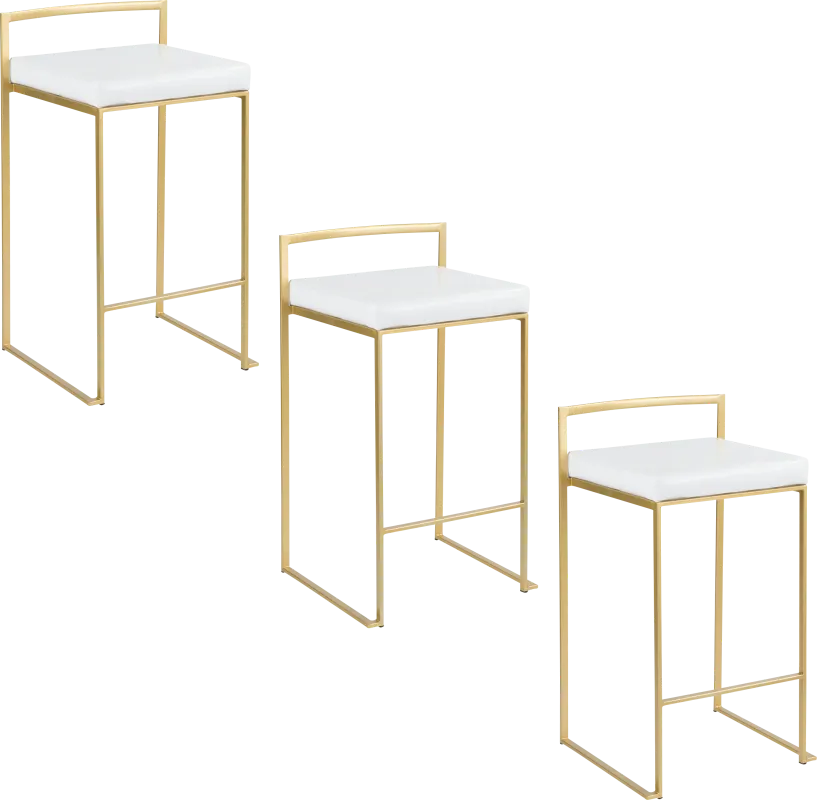 Sora VI White Counter Height Stool, Set of 3