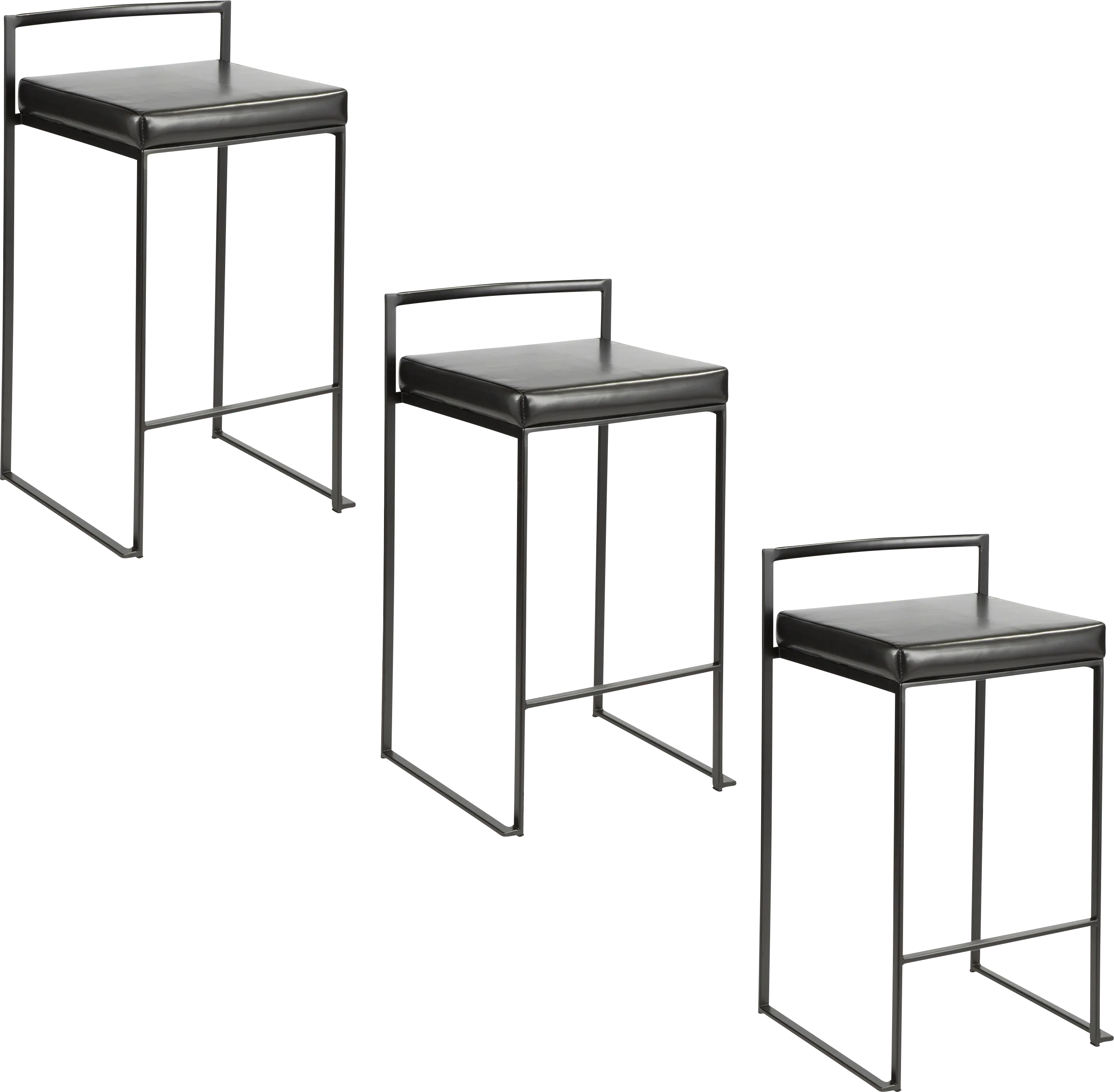 Sora III Black Chrome Counter Height Stool, Set of 3 - Thumbnail - Image 1