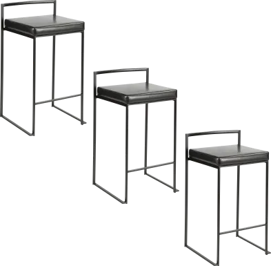 Sora III Black Chrome Counter Height Stool, Set of 3