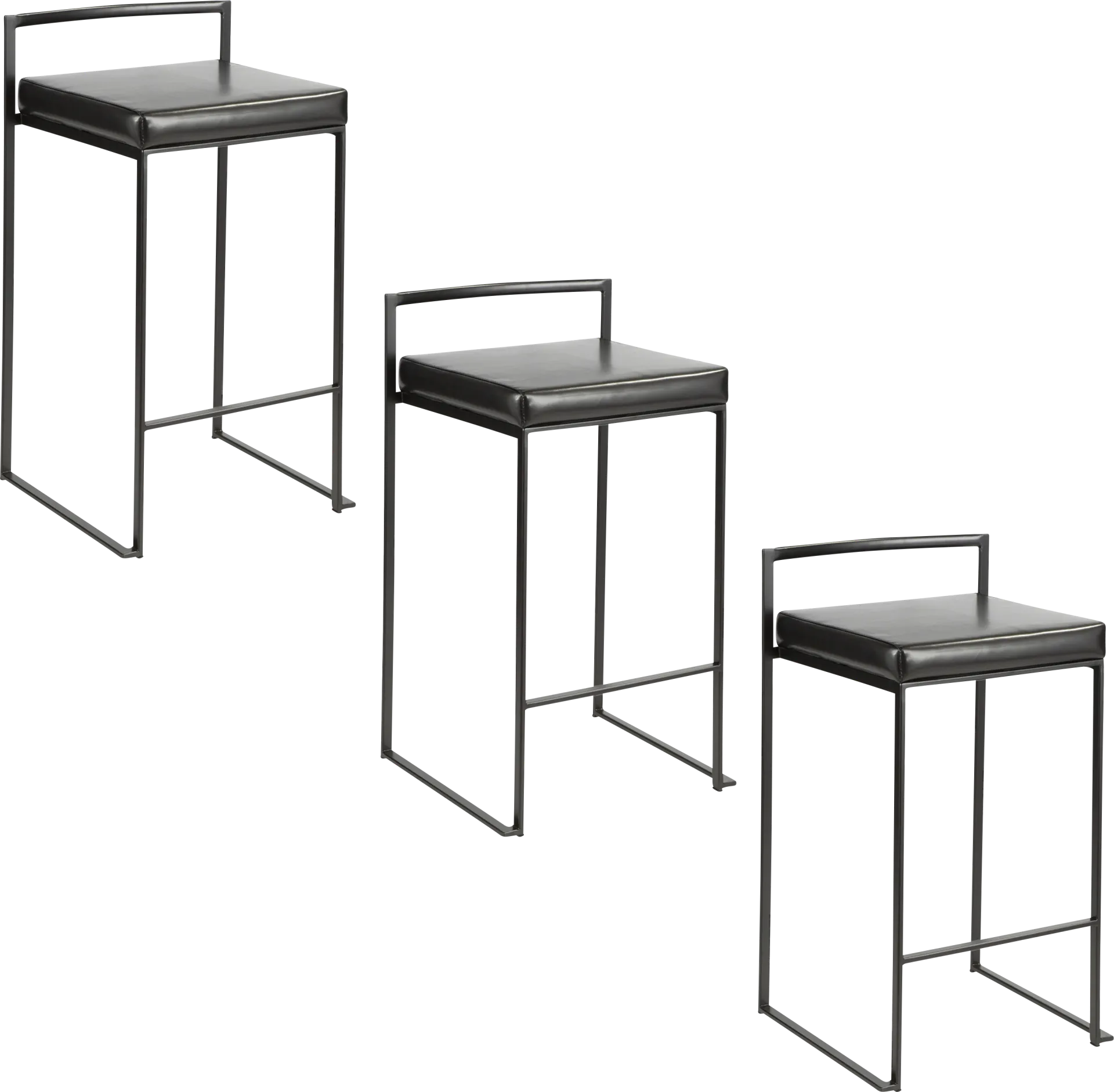 Sora III Black Chrome Counter Height Stool, Set of 3 - Image 1