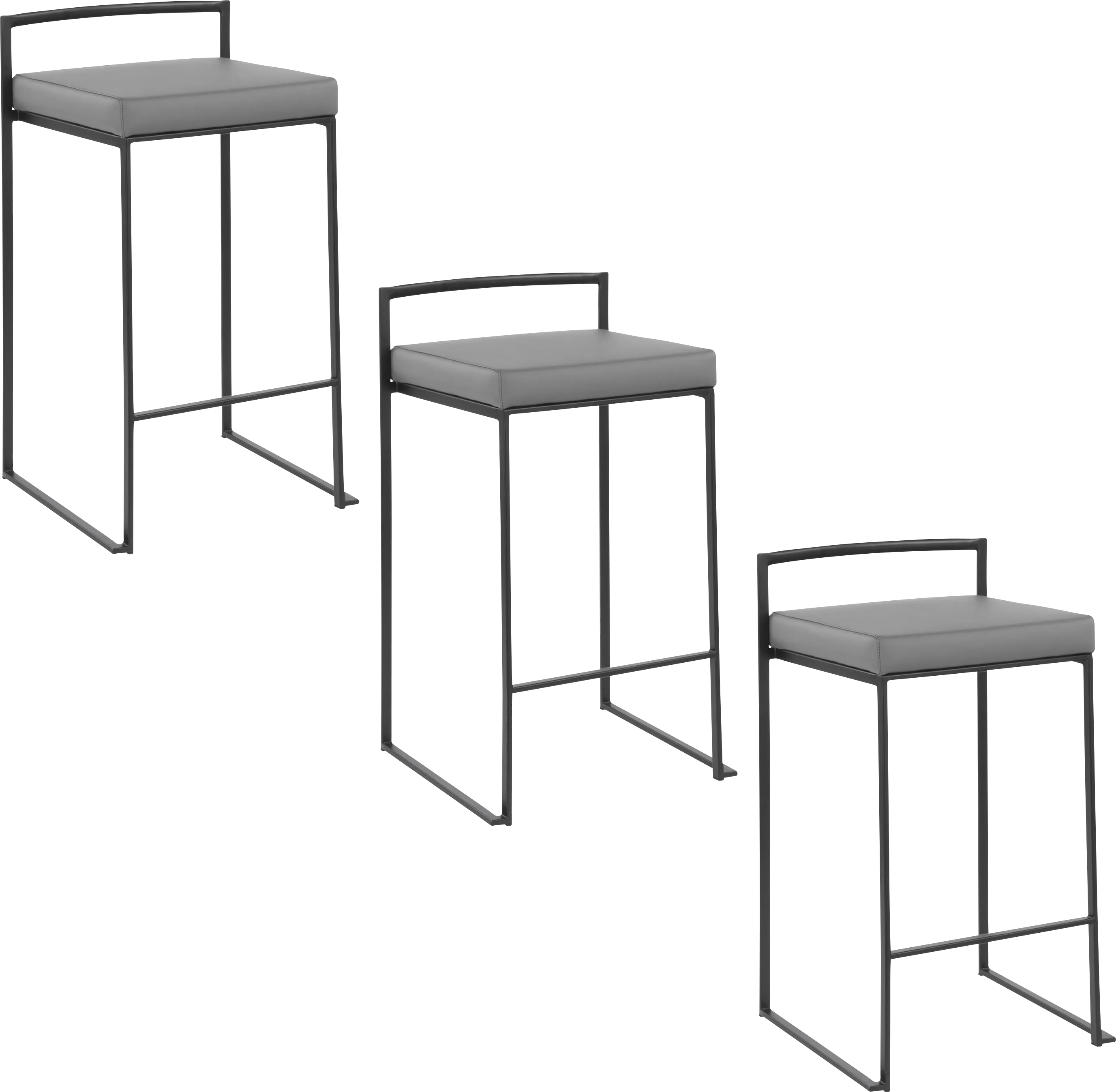 Birdlake III Gray Counter Height Stool, Set of 3 - Thumbnail - Image 1