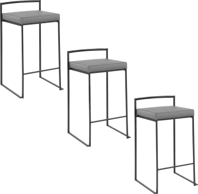 Birdlake III Gray Counter Height Stool, Set of 3