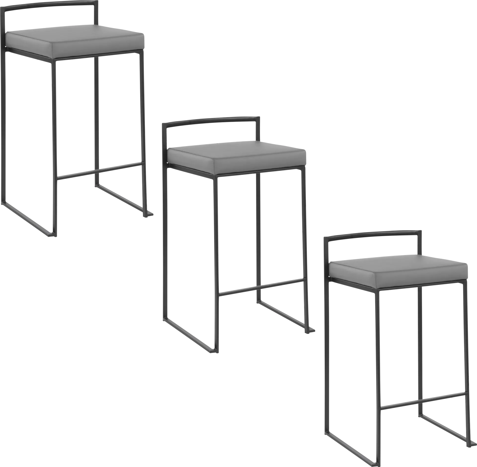 Birdlake III Gray Counter Height Stool, Set of 3 - Image 1