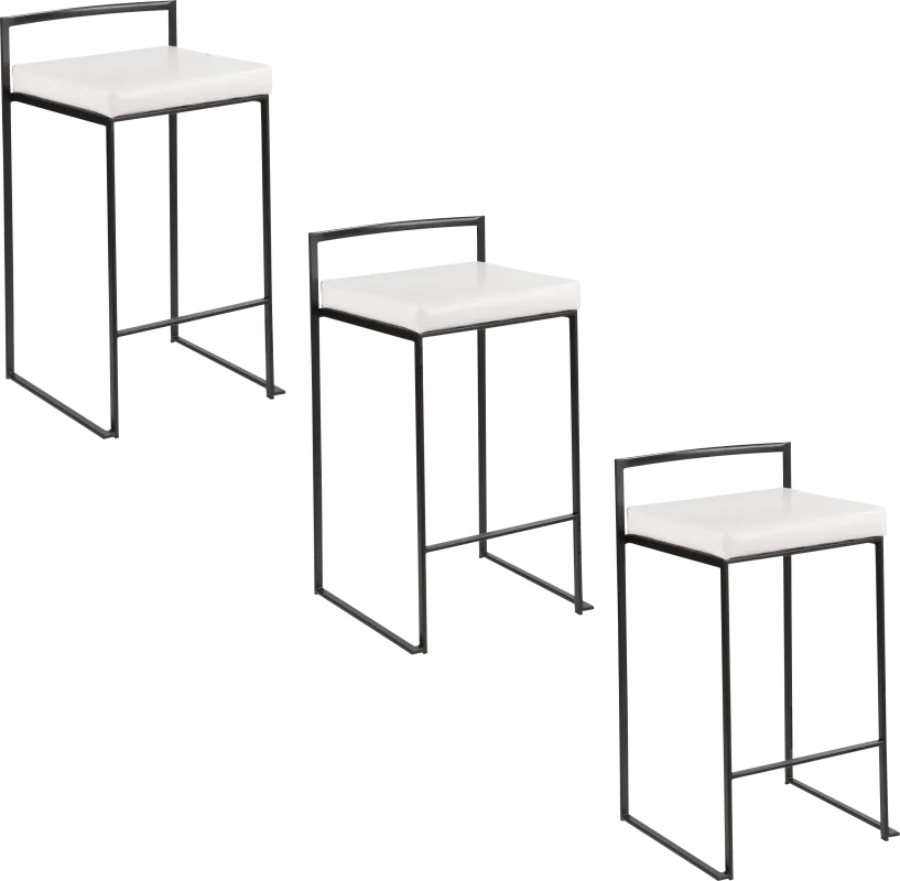 Sora III White Counter Height Stool, Set of 3