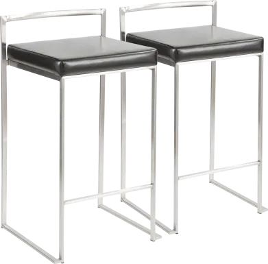 Birdlake IV Black Counter Height Stool, Set of 2
