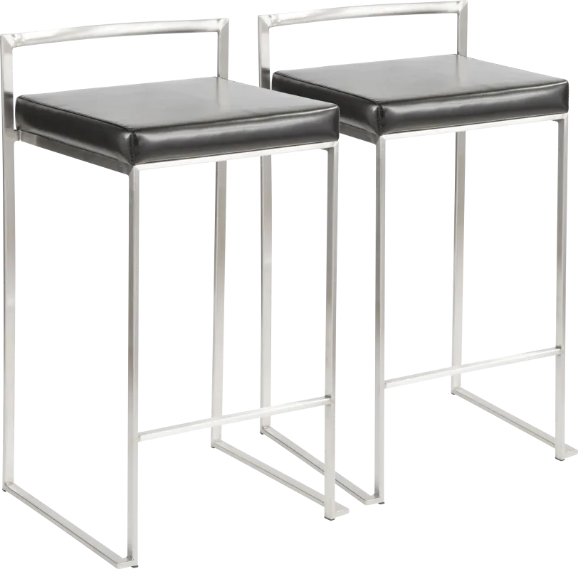 Birdlake IV Black Counter Height Stool, Set of 2