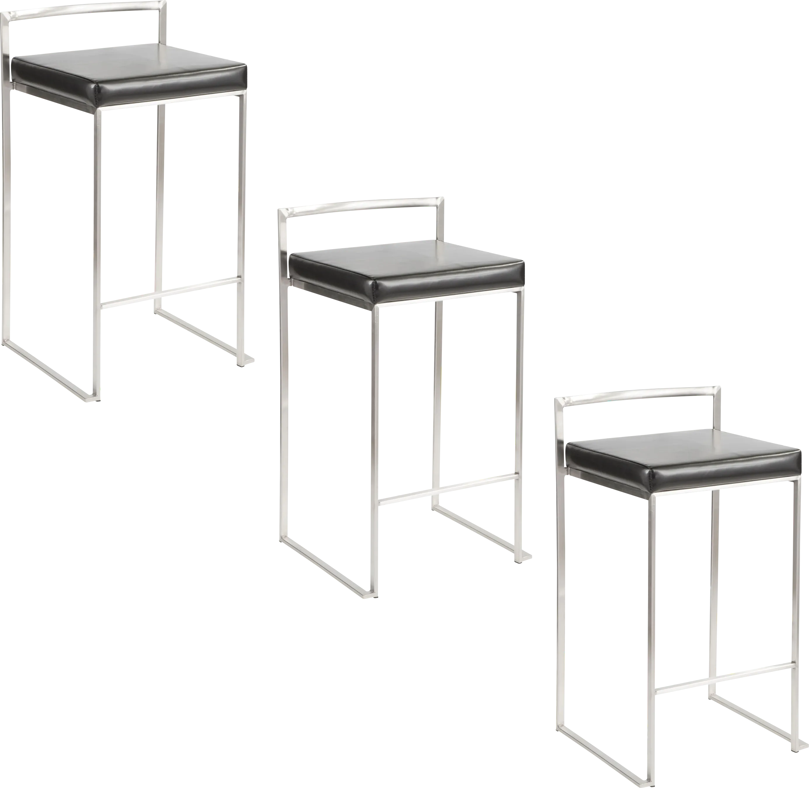 Birdlake IV Black Counter Height Stool, Set of 3 - Thumbnail - Image 1
