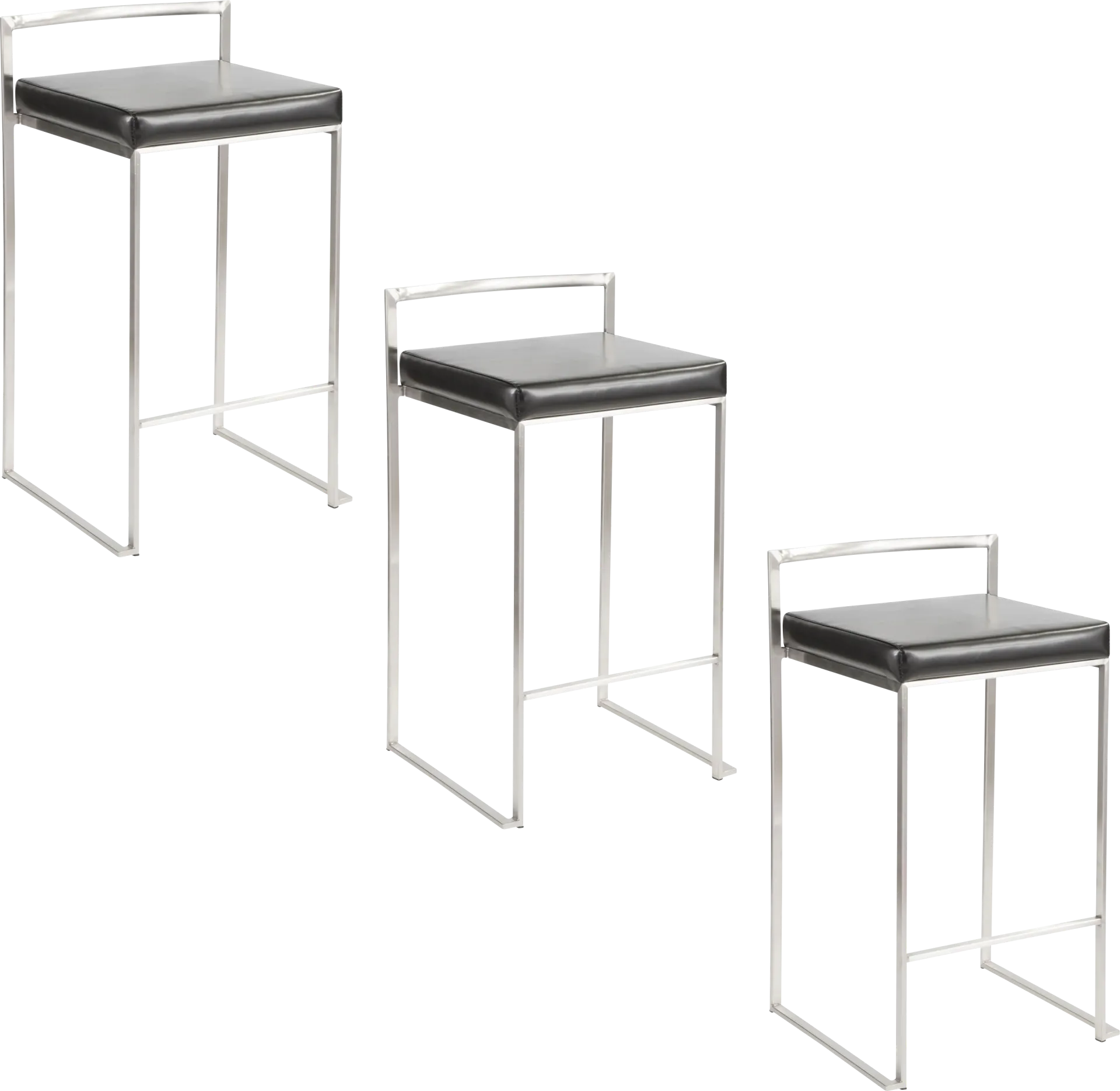 Birdlake IV Black Counter Height Stool, Set of 3 - Image 1