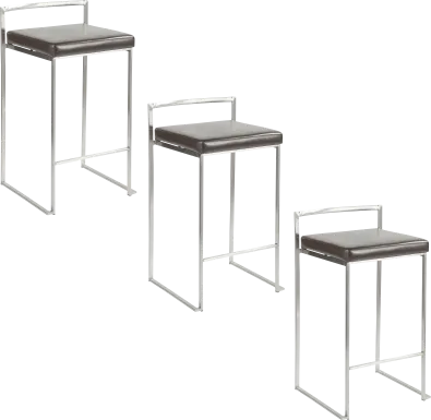Birdlake IV Gray Counter Height Stool, Set of 3