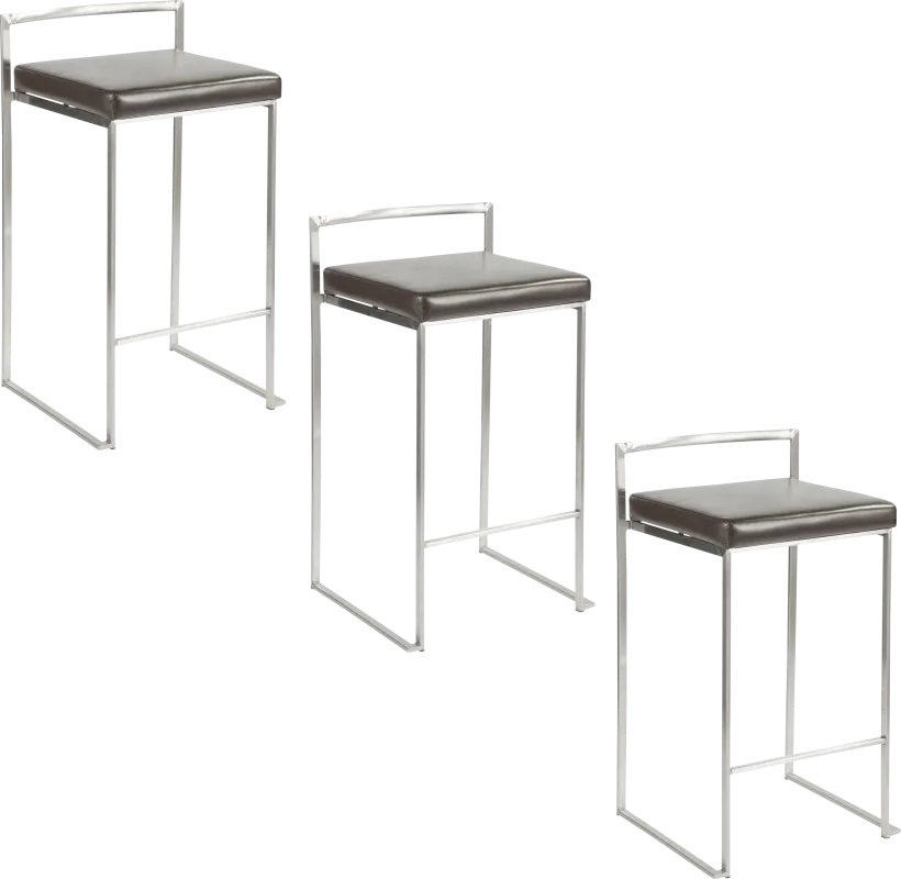 Birdlake IV Gray Counter Height Stool, Set of 3