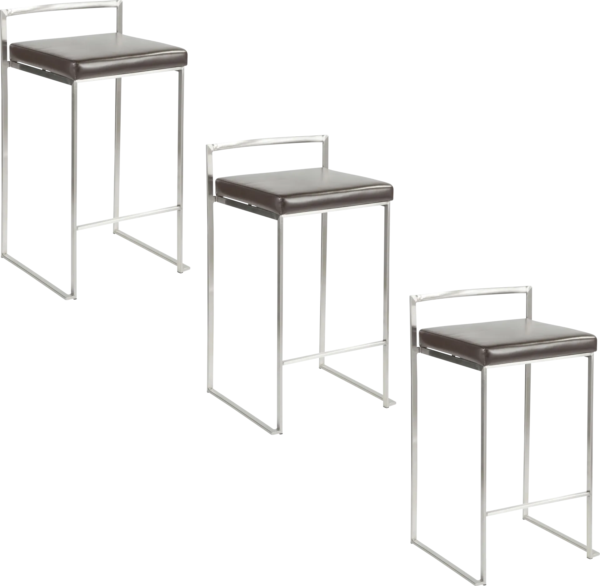 Birdlake IV Gray Counter Height Stool, Set of 3 - Image 1