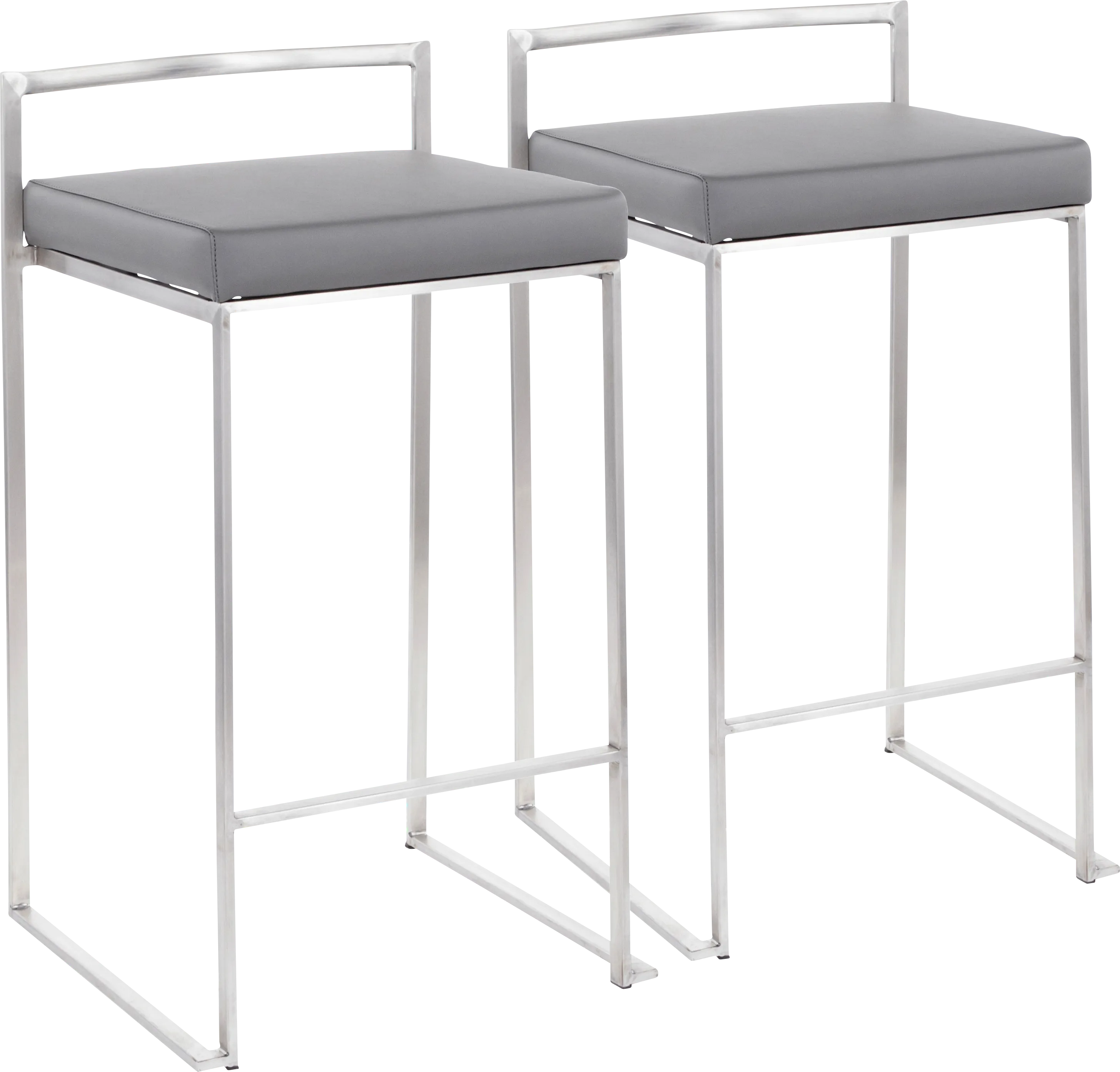 Birdlake IV Gray Counter Height Stool, Set of 2 - Thumbnail - Image 1