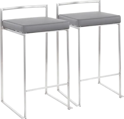 Birdlake IV Gray Counter Height Stool, Set of 2