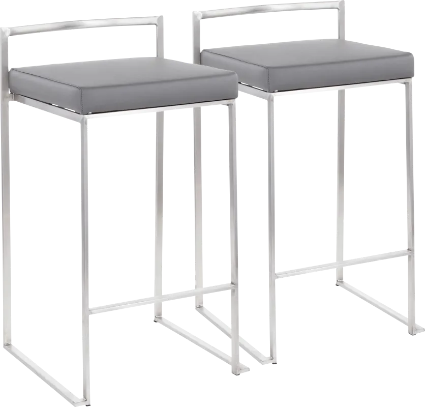 Birdlake IV Gray Counter Height Stool, Set of 2