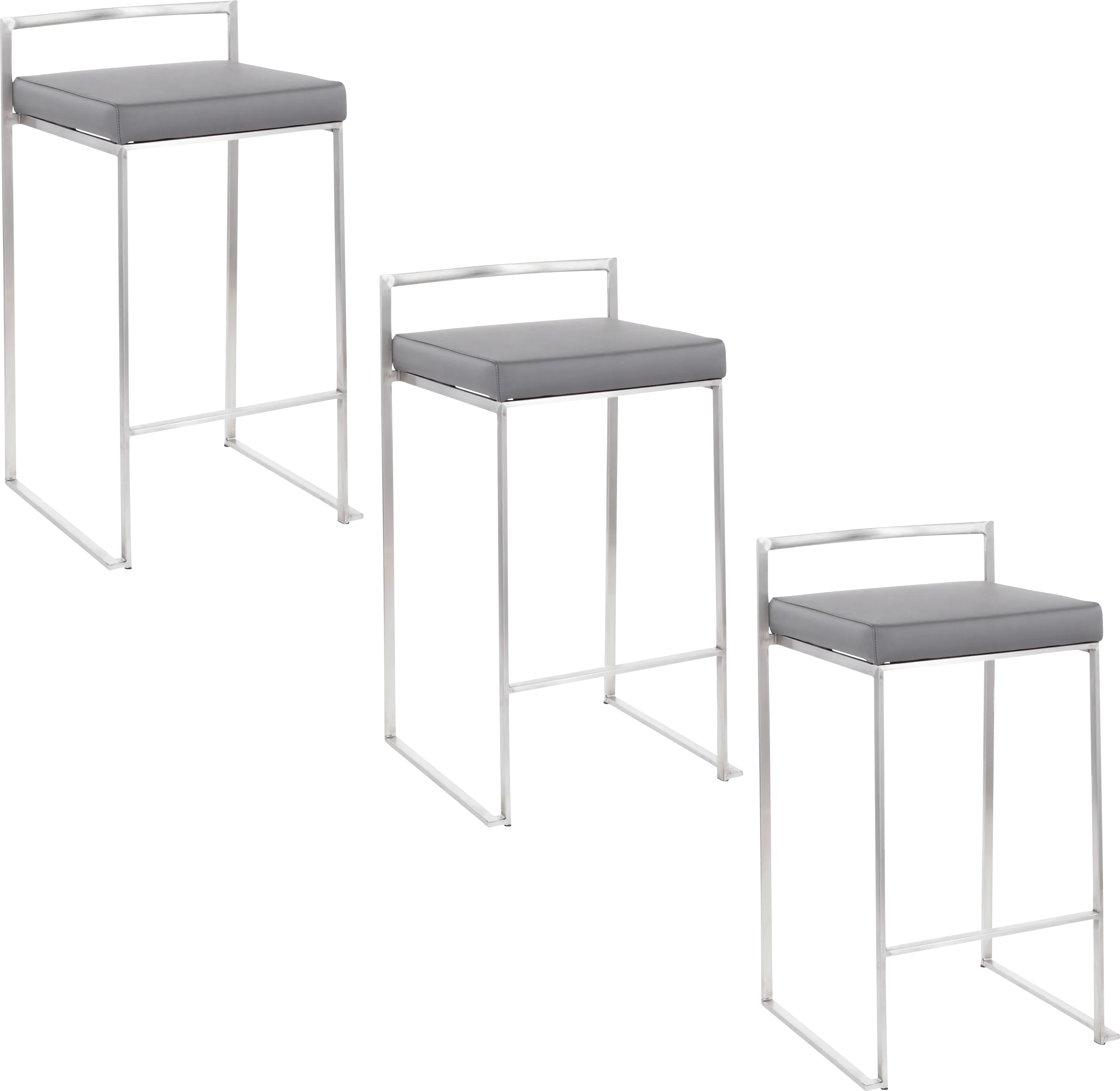 Birdlake IV Gray Counter Height Stool, Set of 3 - Thumbnail - Image 1